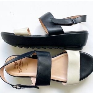 Black and Cream Women's Sandals